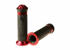 Best Pirce 🛒 Mon Ster Red Anodized Aluminum & Rubber Grip Set For Scooters, ATVs, & Dirt Bikes 🥰